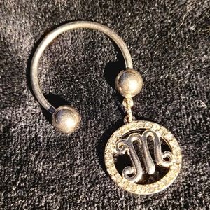 Initial "M" silver keychain